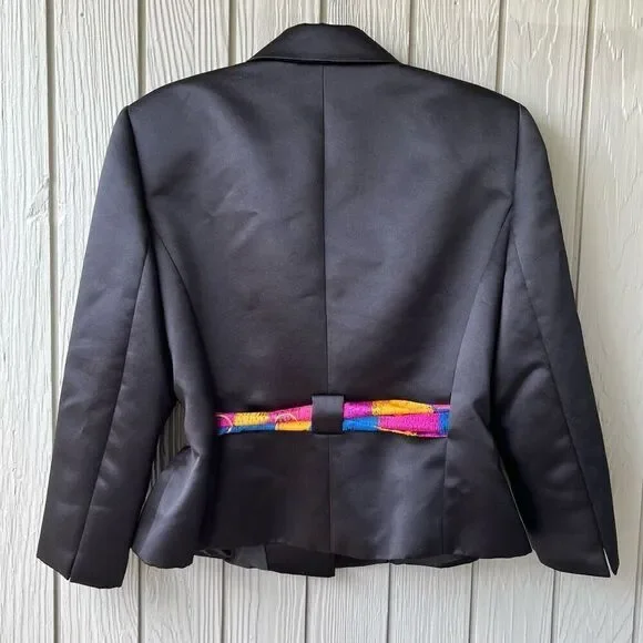 Tahari Arthur S. Levine Luxe Black Blazer Satin Finish Size 12 - Picture 2 of 9